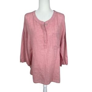 J.Jill Pure Jill Linen Popover Tunic Top Size XL Classic Coastal Resort Vacation